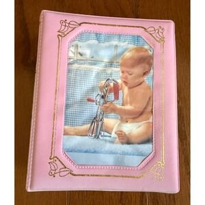 Baby Girl Photo Album 100 Slip in Pockets 3 1/2" x 5 1/4" Soft Padded Cover Pink